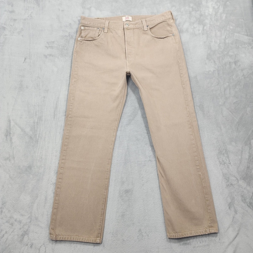 Vintage Levi's 501 Jeans Mens 36x30 Beige Button Fly Straight Leg Denim Casual